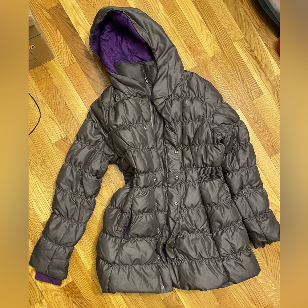 ❌SOLD❌ North Face Coat Womens Purple Hooded Goose Down Parka Coat Size L